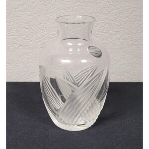 Astral Full Lead Handmade Crystal Vase Carafe Clear Leaf Cut Design